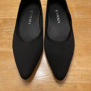 Vivaia Black Washable Pointed Toe Ballerina Flats